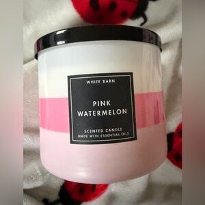 Bath & Body Works Pink Watermelon Scented  3-Wick Candle 14.5oz white barn